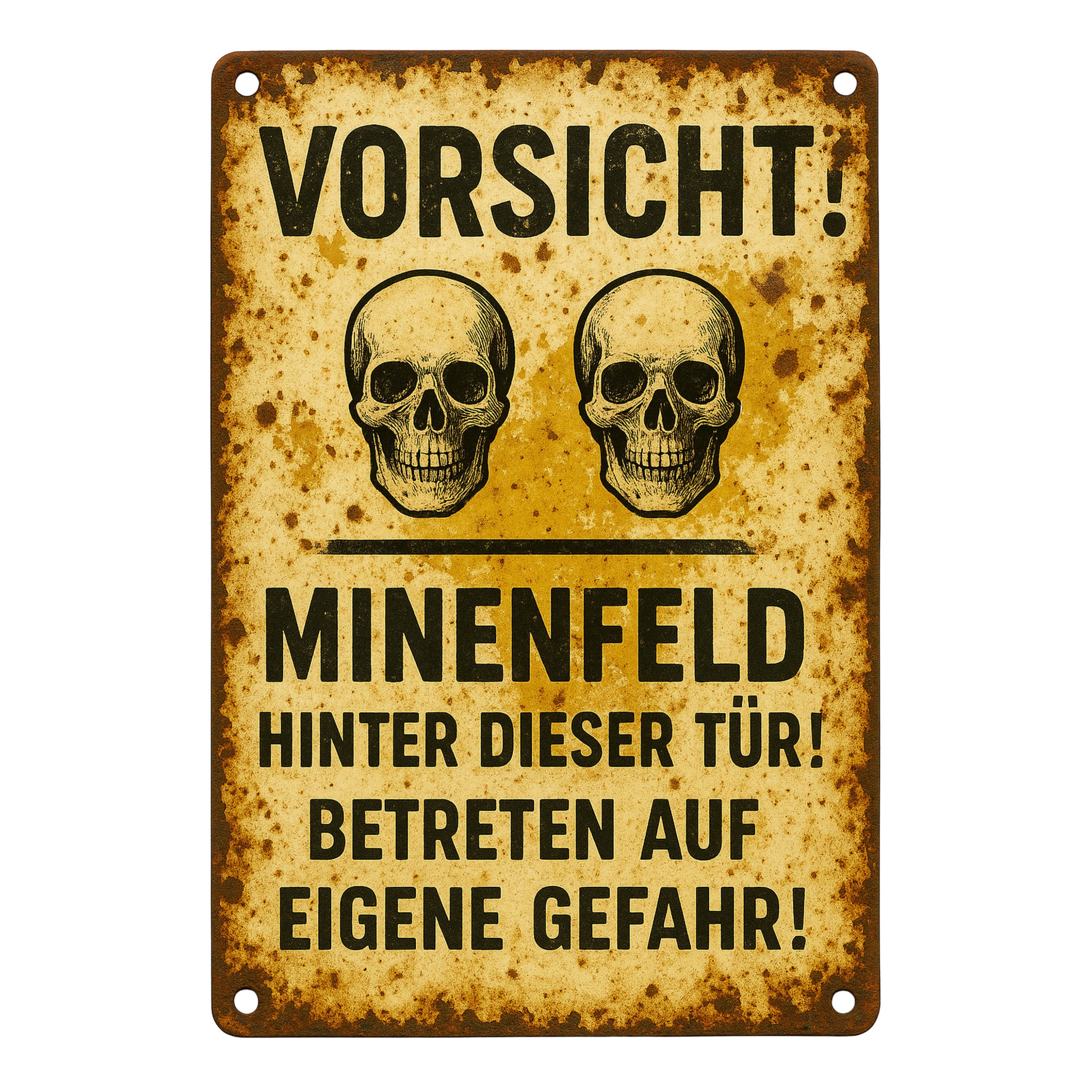 Image of Vintage- Sign "caution – Enter At Your Own " 20x30 Cm – Weatherproof With Pre-drilled Holes – Ideal For Garage, Workshop, Or Hobby Room