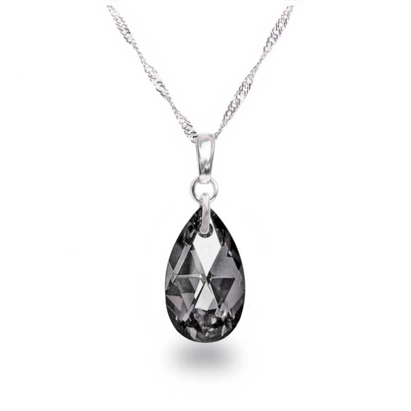 Genuine Silver Necklace In Singapore Design With Detachable Teardrop Pendant – 925 Sterling -free, Sparkling Crystal With , Feminine Shine, Skin-friendly, Gift In A Case