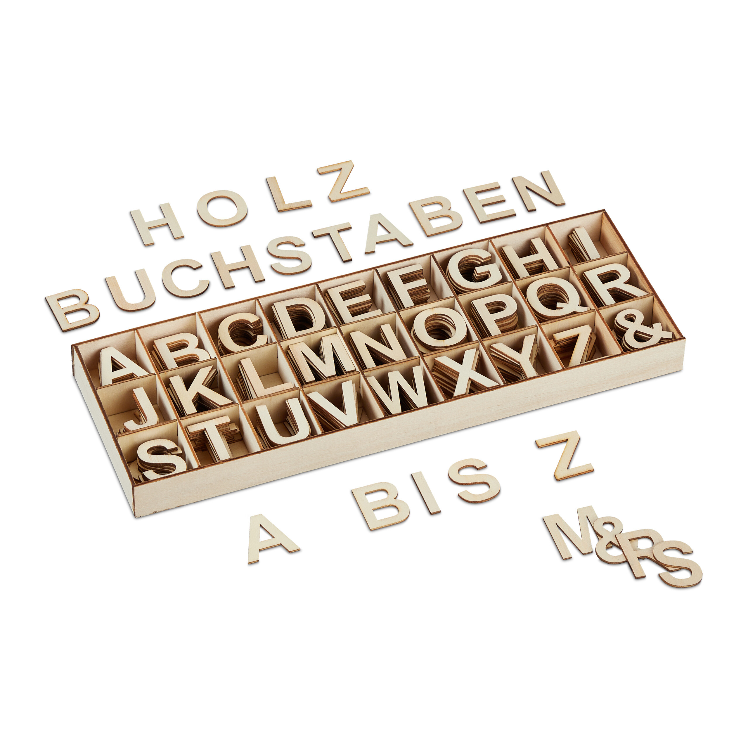 E-shop 324tlg. Holzbuchstaben Set in Natur