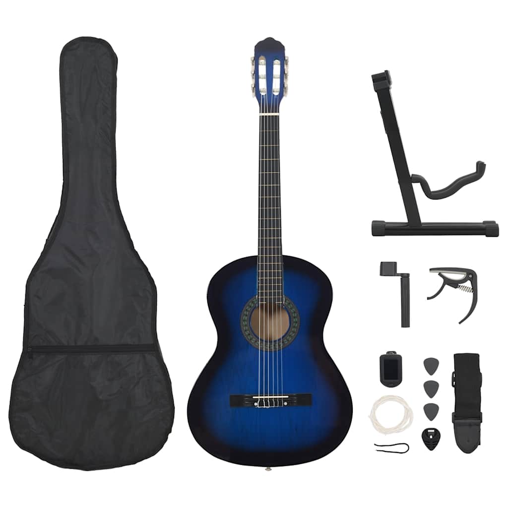Image of Vidaxl Classical Guitar Set 12-piece For Beginners, Concert Guitar, String Instrument, Musical Instrument, Acoustic Guitar, Blue, 4/4 39