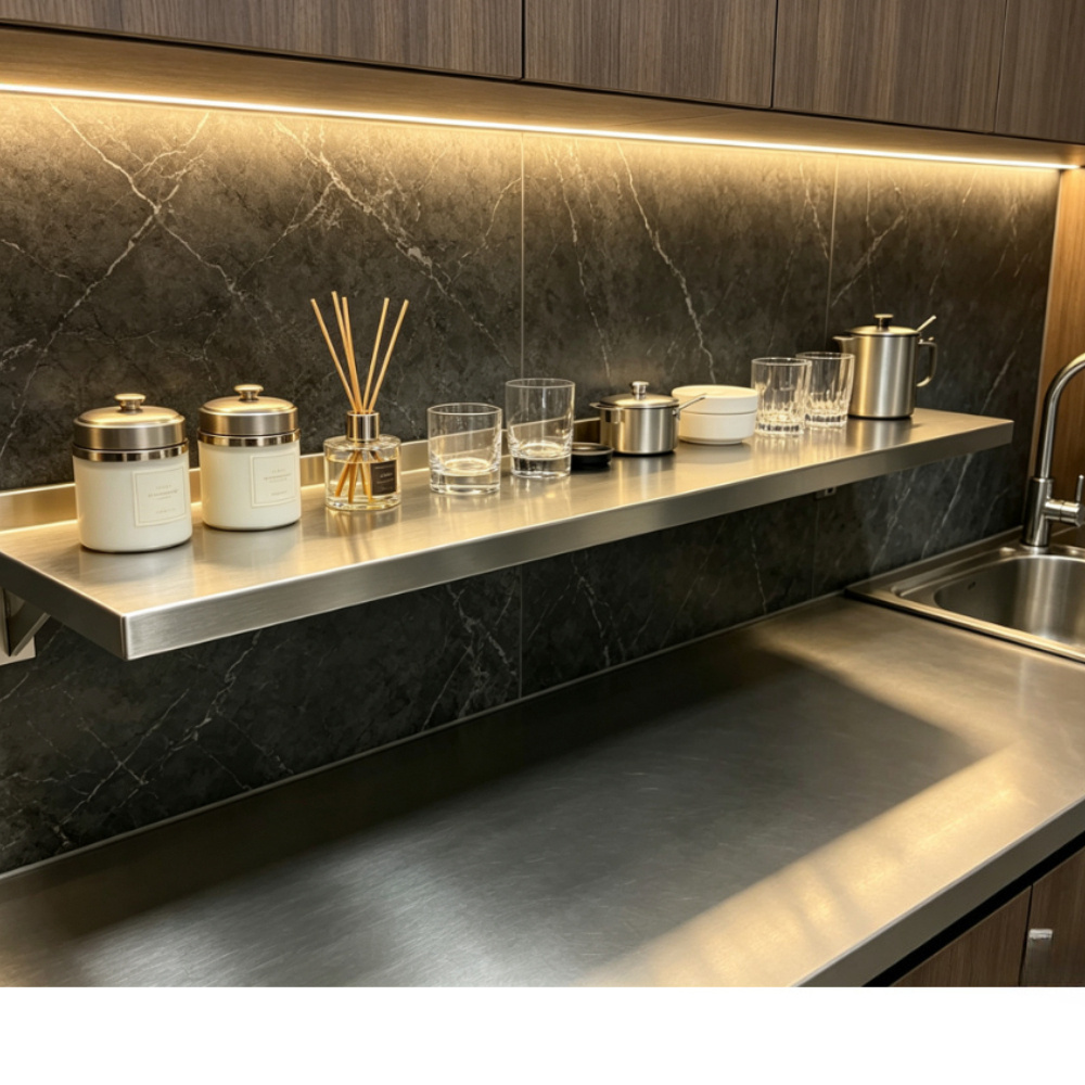 Lingsen Foldable Wall-mounted Stainless Steel Kitchen Shelf, Drilled Wall Folding Hanging Bracket, Countertop Extension For Home Use, Suitable For Kitchen, Study, Bedroom, Shelves, 70/60/50cm