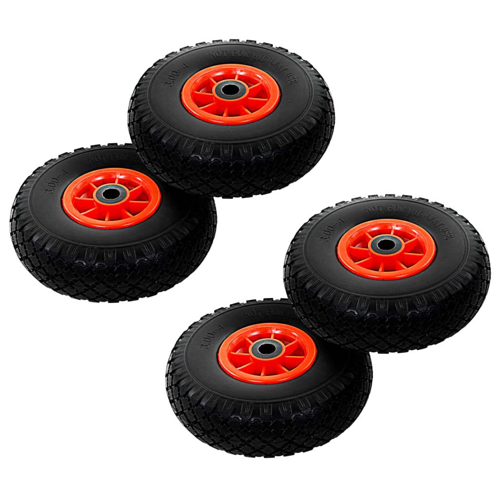 Vidaxl 2/4x Solid Pu Hand Truck Wheel 3.00-4 (260x85) Tire For Handcart