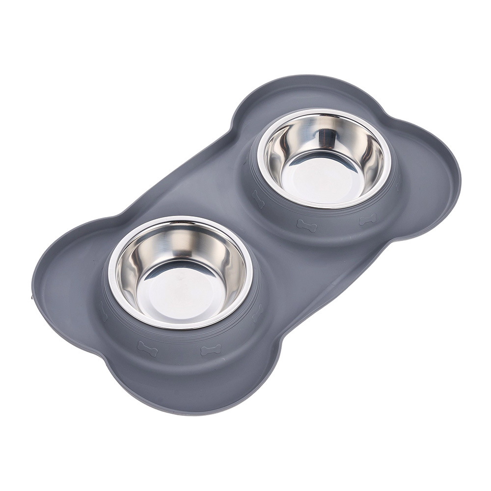 Dog Bowls, Puppy Bowl with Mat Tray Double feeding Bowls, Non Slip Dog Bowls for Small Dogs Puppies Kittens Cats Food Water Feeding 34.5*21*3.5cm