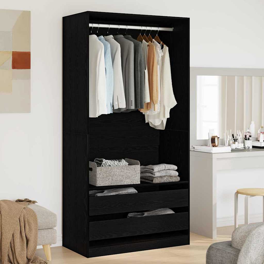 Image of Vidaxl Wardrobe Oak Wood 100 X 50 X 200 Cm. Wooden Wardrobe With Clothes Rail And Shelves. Perfect For Bedrooms And Interior Storage. Organize Your Wardrobe Modernly With A Matte Surface And .