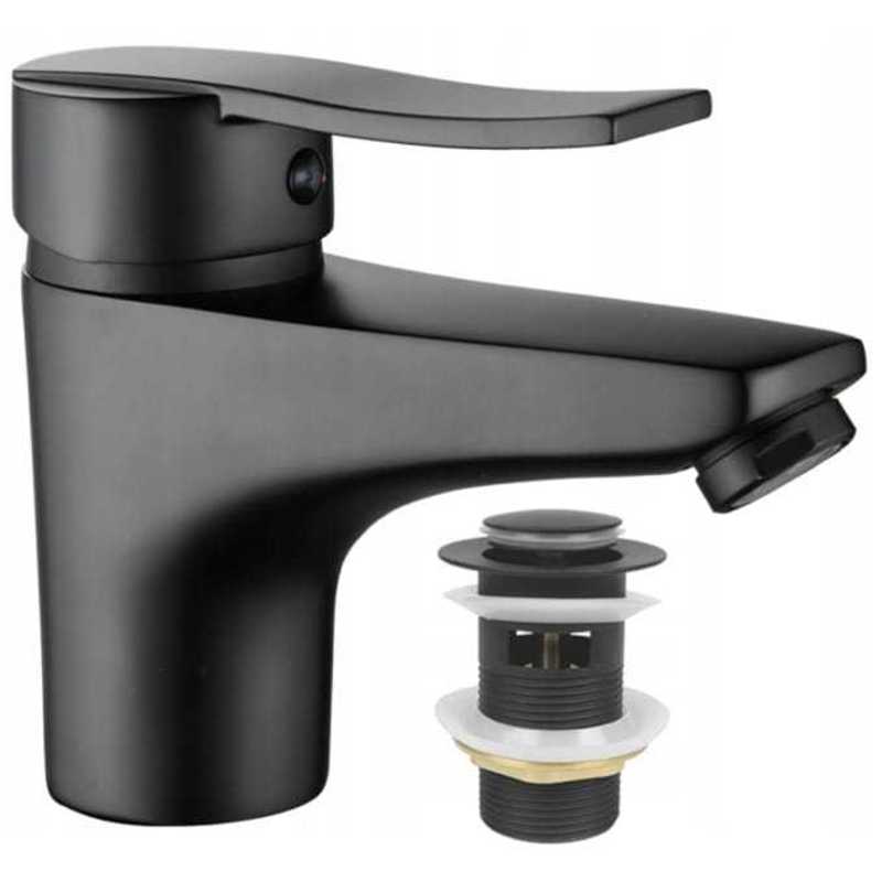 Image of Black Standing Single-handle Washbasin Battery With Click- Plug
