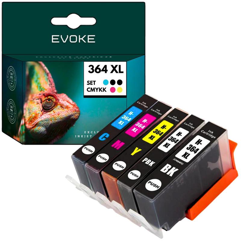TEMU Kompatible Tinten für HP 364XL HP364, ein Set mit 5 Cartridges CMYK + Schwarz Foto, 82 ml, 6900 Seiten, , für 5510 5515 5520 5524 5525 6510 6520