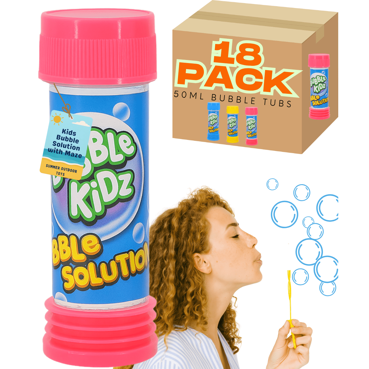 TEMU Electoys Kids Bubbles 50ml Solution With Maze | Bubble Wands For Kids Party Bags Filler | Bubbles Mix Liquid Tube | Bubble Blower Toy Tub |