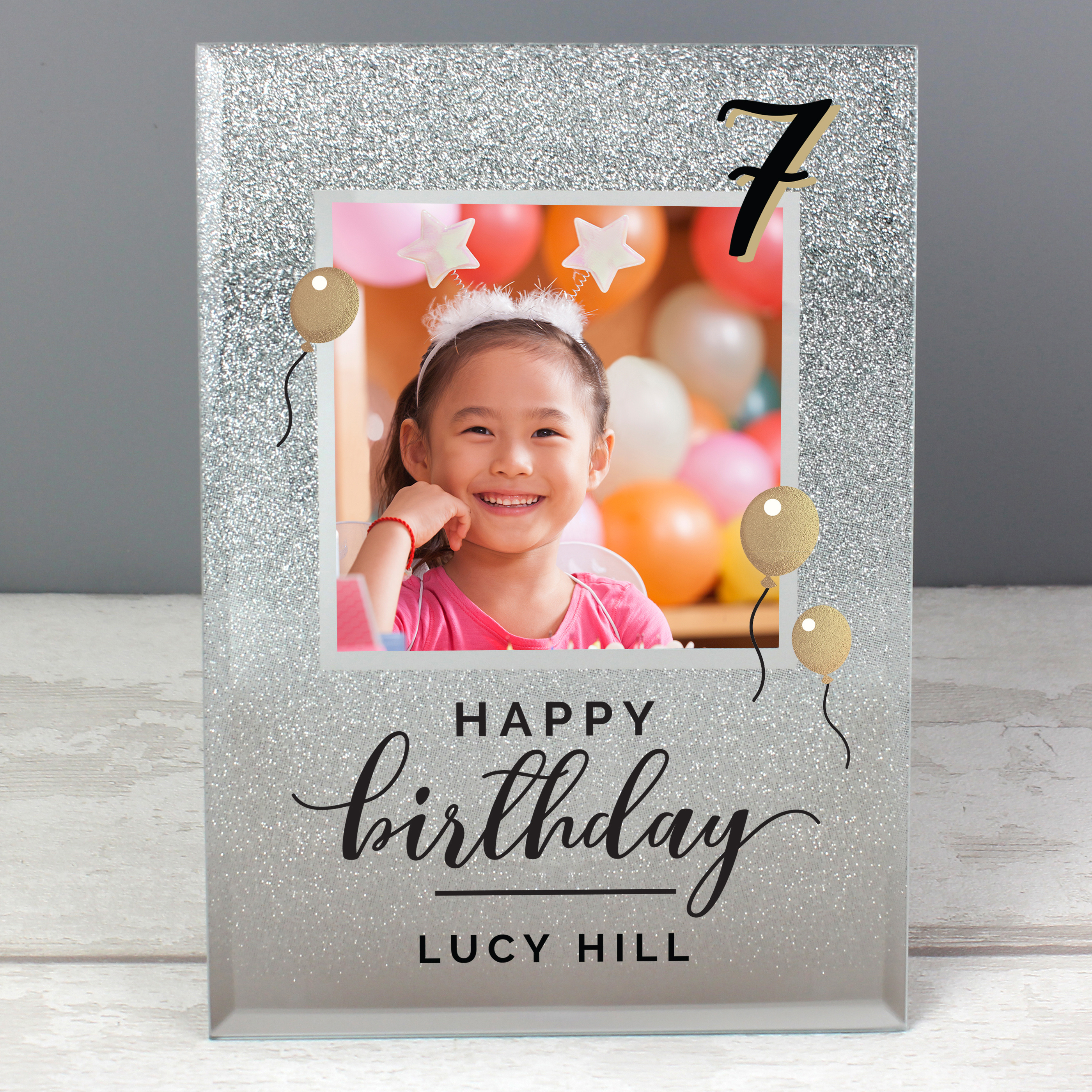 Personalised Birthday Glitter Glass Photo Frame