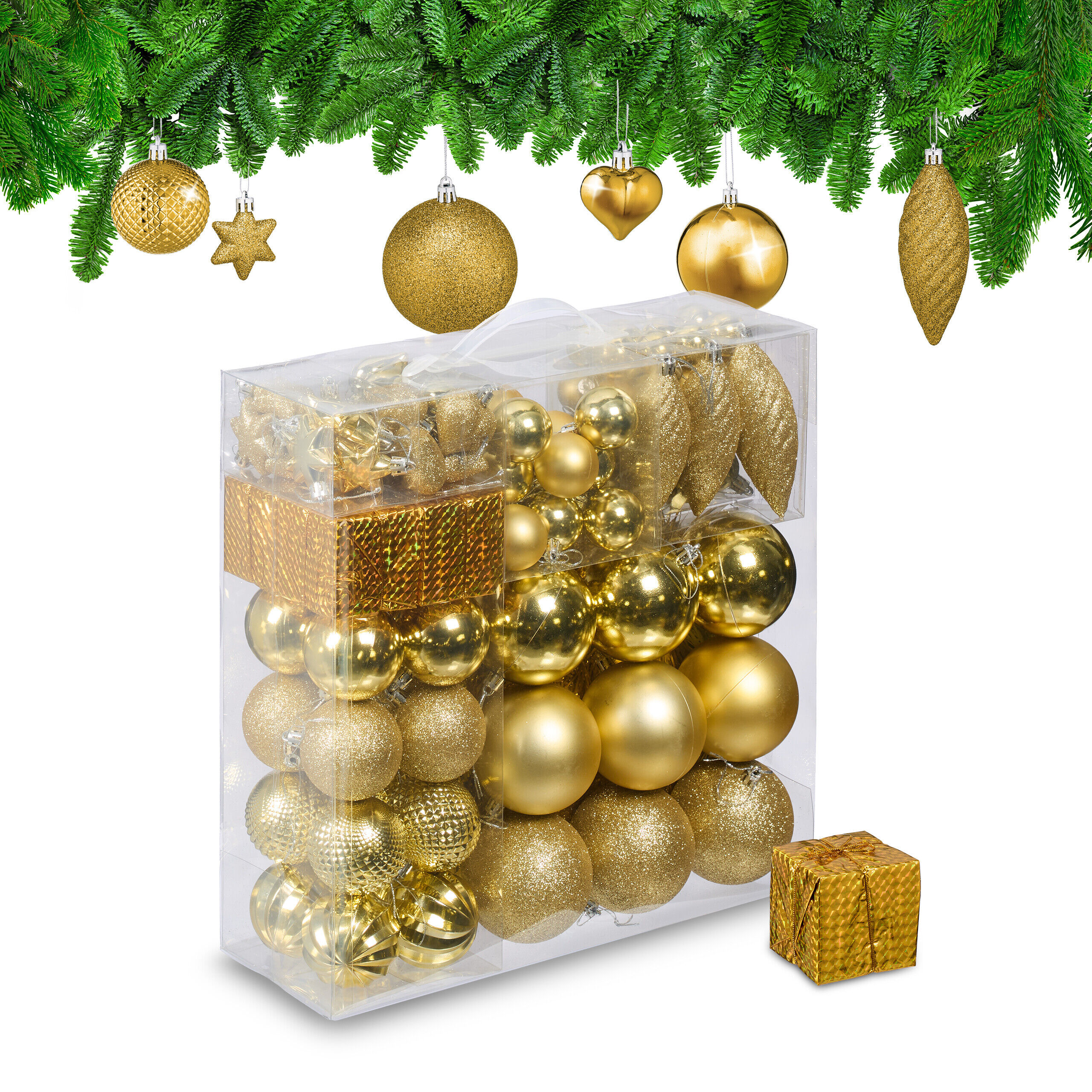 110pcs. Christmas Ball Set In Gold