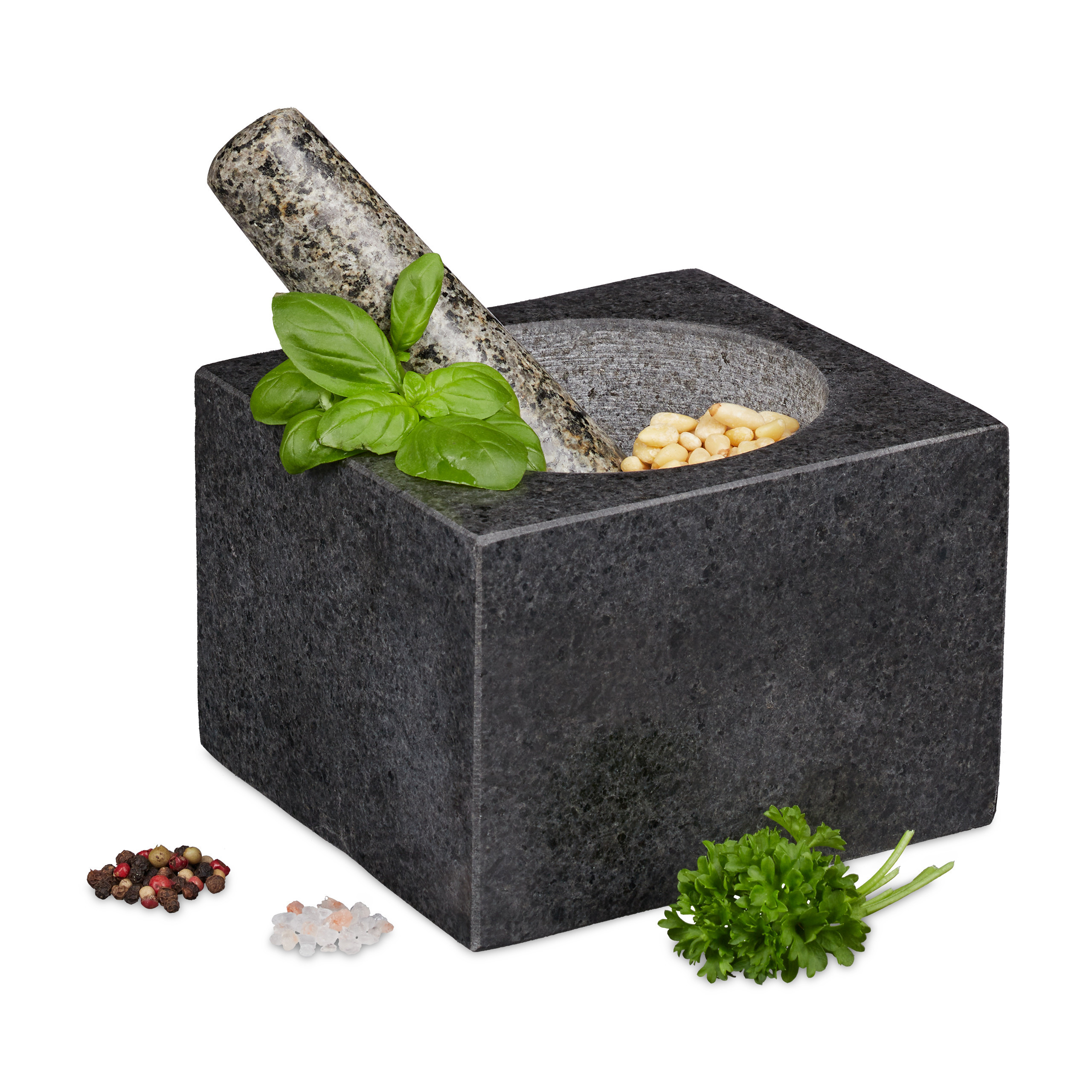 Mortar With Pestle In Dark Gray - (w) X (d) Cm