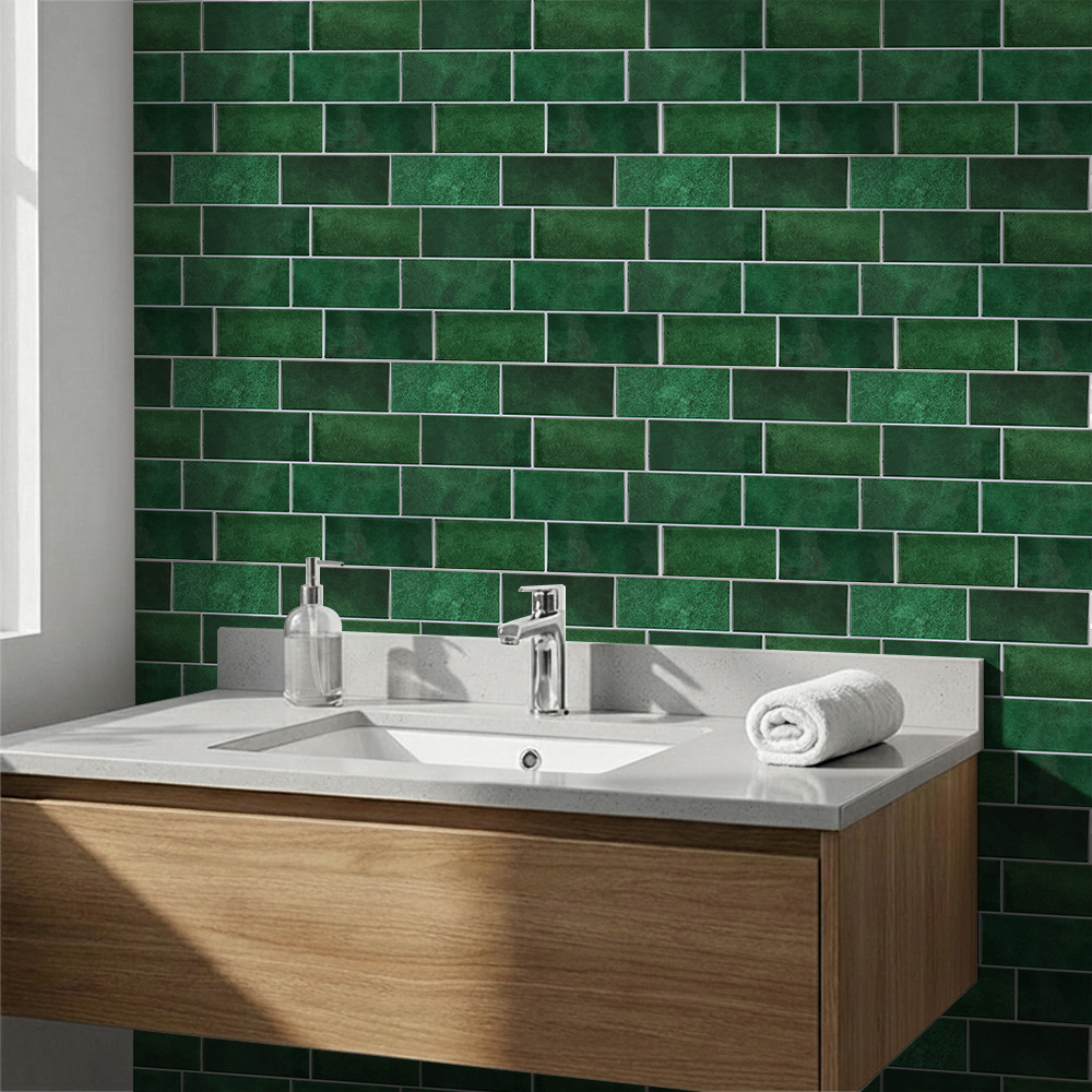 TEMU 3d Crystal Drip Self Adhesive Green Peel And Stick On Tiles Metro Self Adhesive Wall Tile Stickers For Kitchen Bathroom Rectangle 10 Sheets