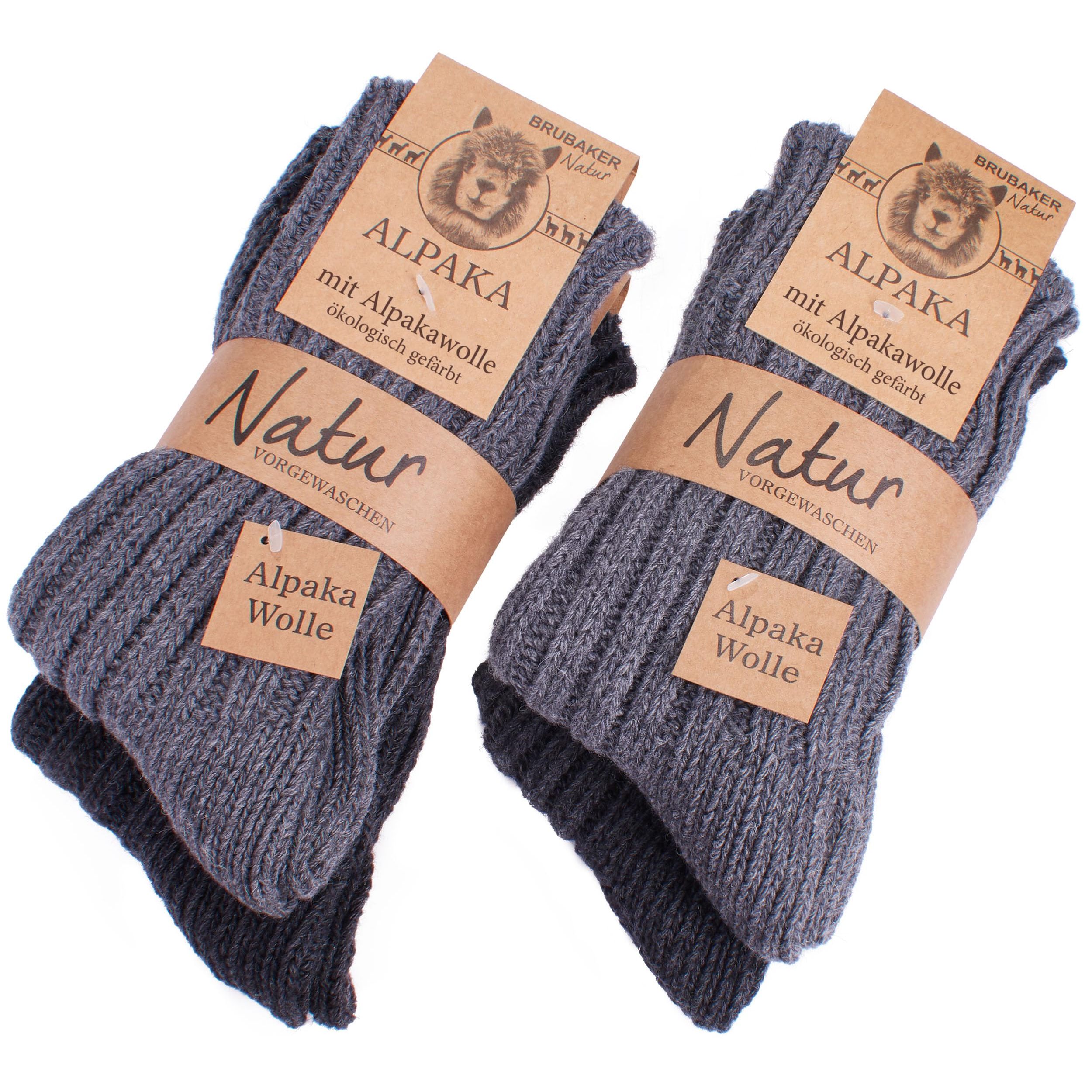 Brubaker 4 Pairs Of Alpaca Socks Made From Alpaca Wool - Warm Unisex Winter Socks - Wool Socks
