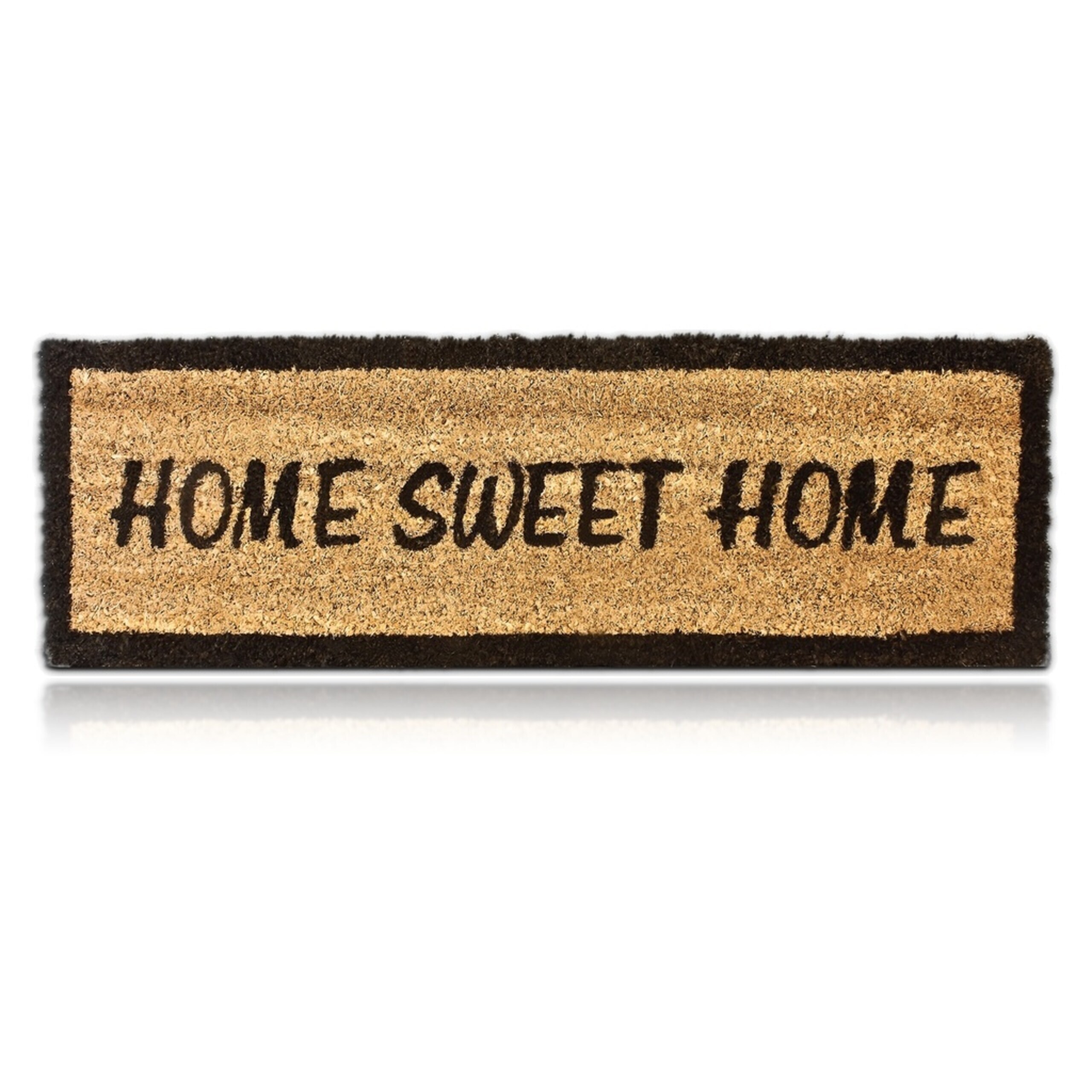 Image of Home Sweet Home Doormat, 1.5 X 75 X 25 Cm, Coconut Fibers With Non-slip, Moisture-resistant Rubber Backing, Brown, For Indoor, Outdoor, Hallway, And Door Area, Dirt Trap Mat, Shoe Wiper, Relaxdays