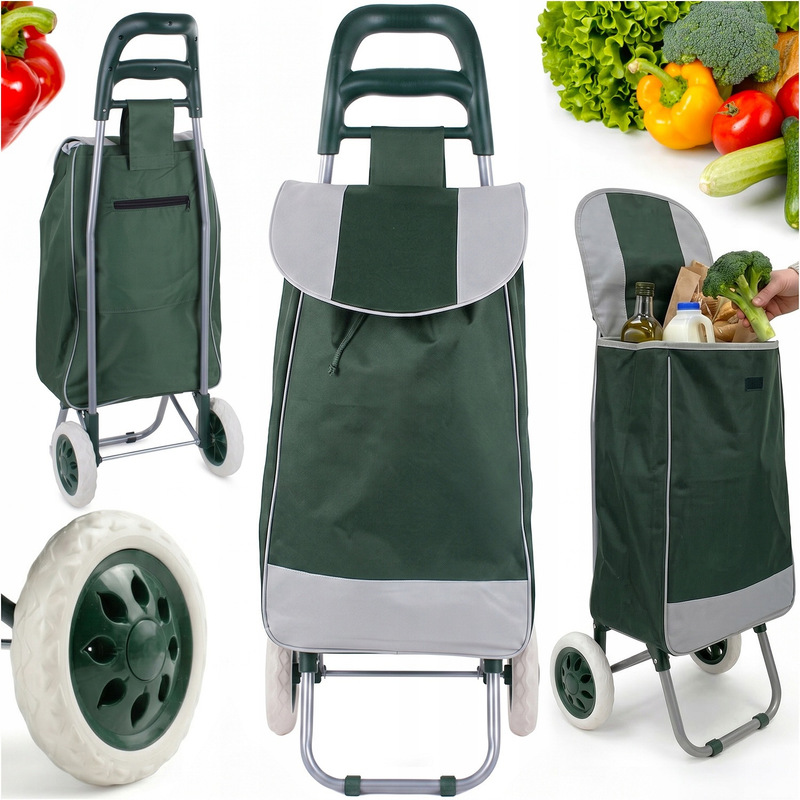 TEMU Folding Shopping Cart With Wheels Color, Waterproof Shopping Bag 55 × 30 × 19 Cm With Large 16 Cm Wheels, With Supports And Solid Handle For