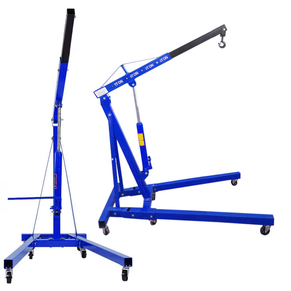 Blue 1 Ton Folding Engine Crane Stand for Garage Use