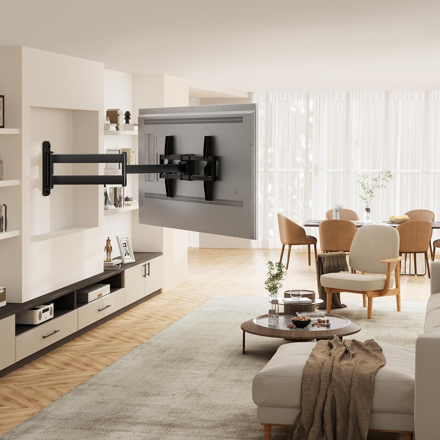 Image of Tv Wall Mount With 822mm Long Arm: For 32-75 Inch Lcd/led/oled Tvs - 180° Swiveling Jointed Arm, Corner Mounting, Max. Vesa 600x400mm, Up To 45 Kg
