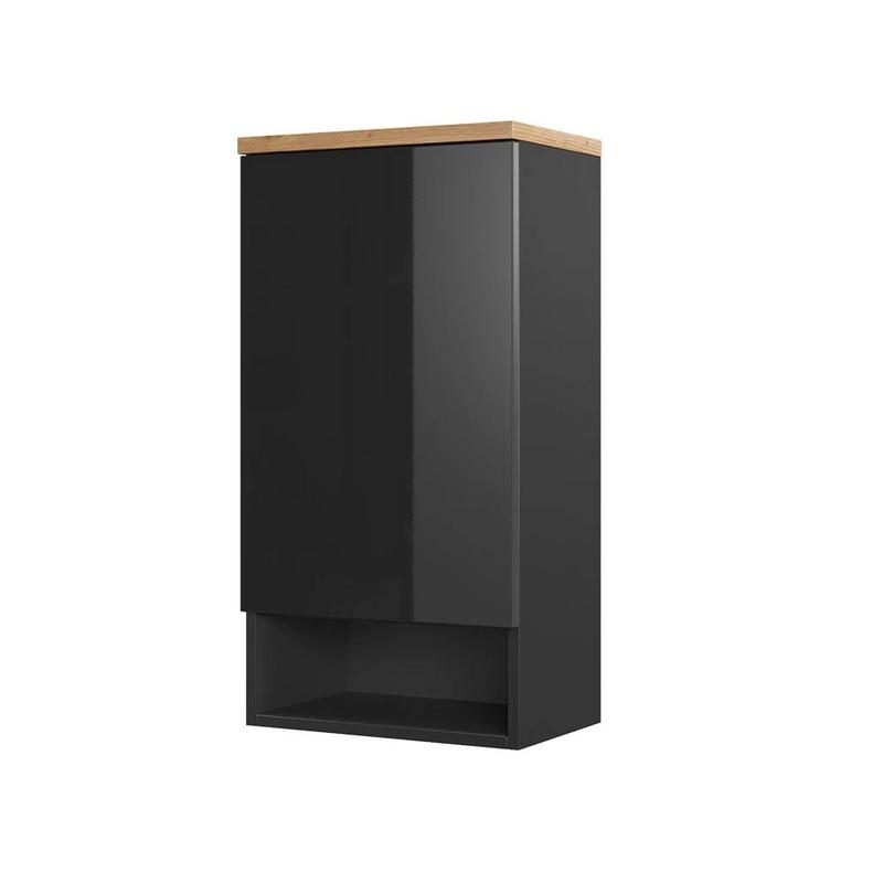 Image of Eden Anthracite Bathroom Cabinet, 40 X 77.5 Cm, Hanging Bathroom Furniture, Particle Board, 16 Mm, Bathroom Storage Cabinet