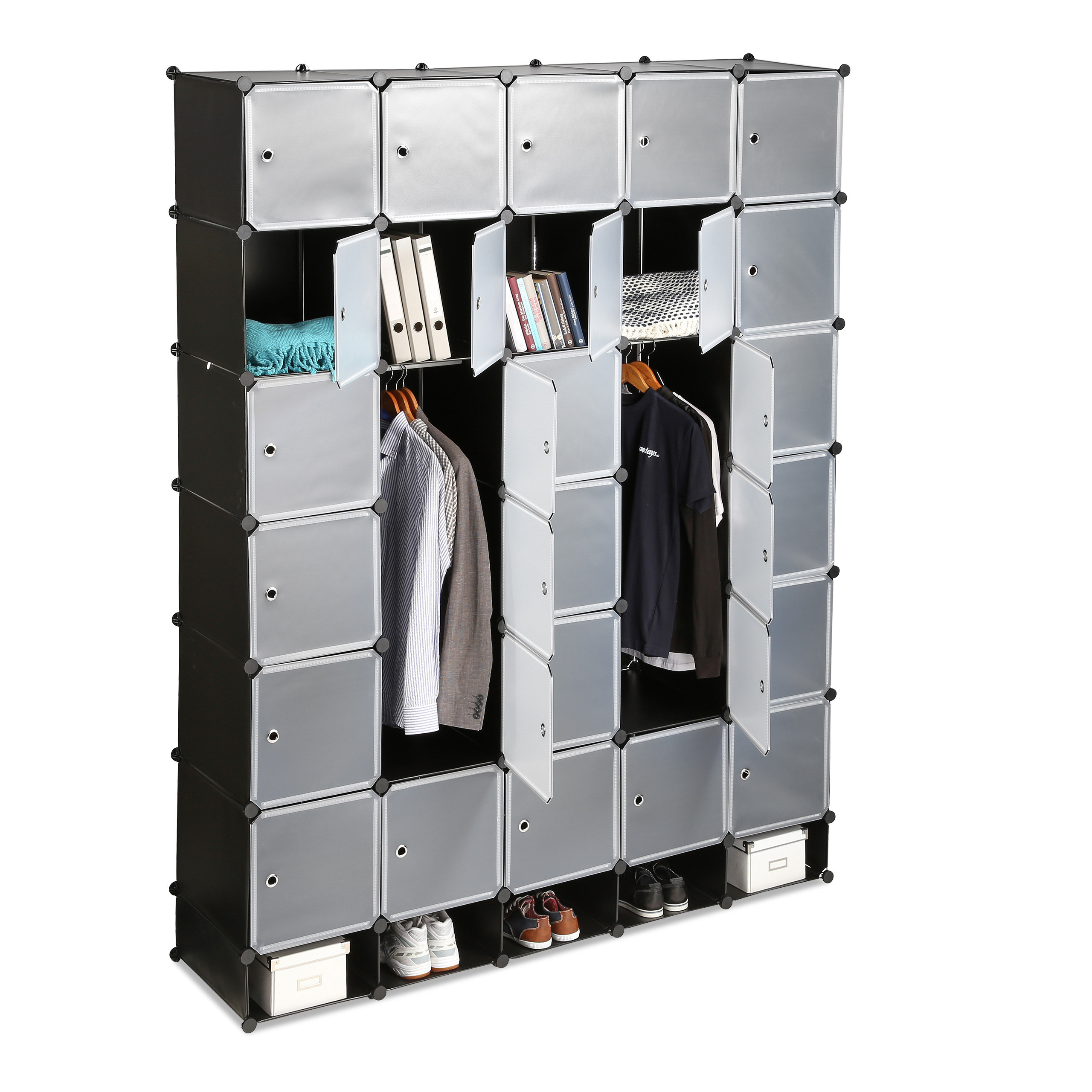 Wardrobe With Plug-in System In Black - (w)180 X (h)234 X (d)46.5 Cm