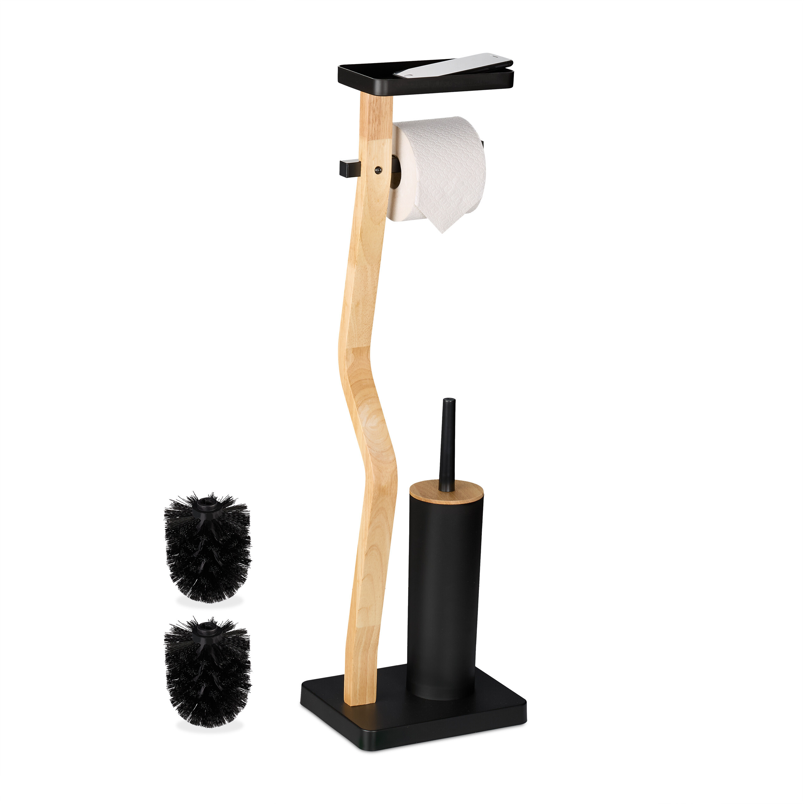 Wc Suite In Black/natural - (w)23 X (h)80.5 X (d)18 Cm