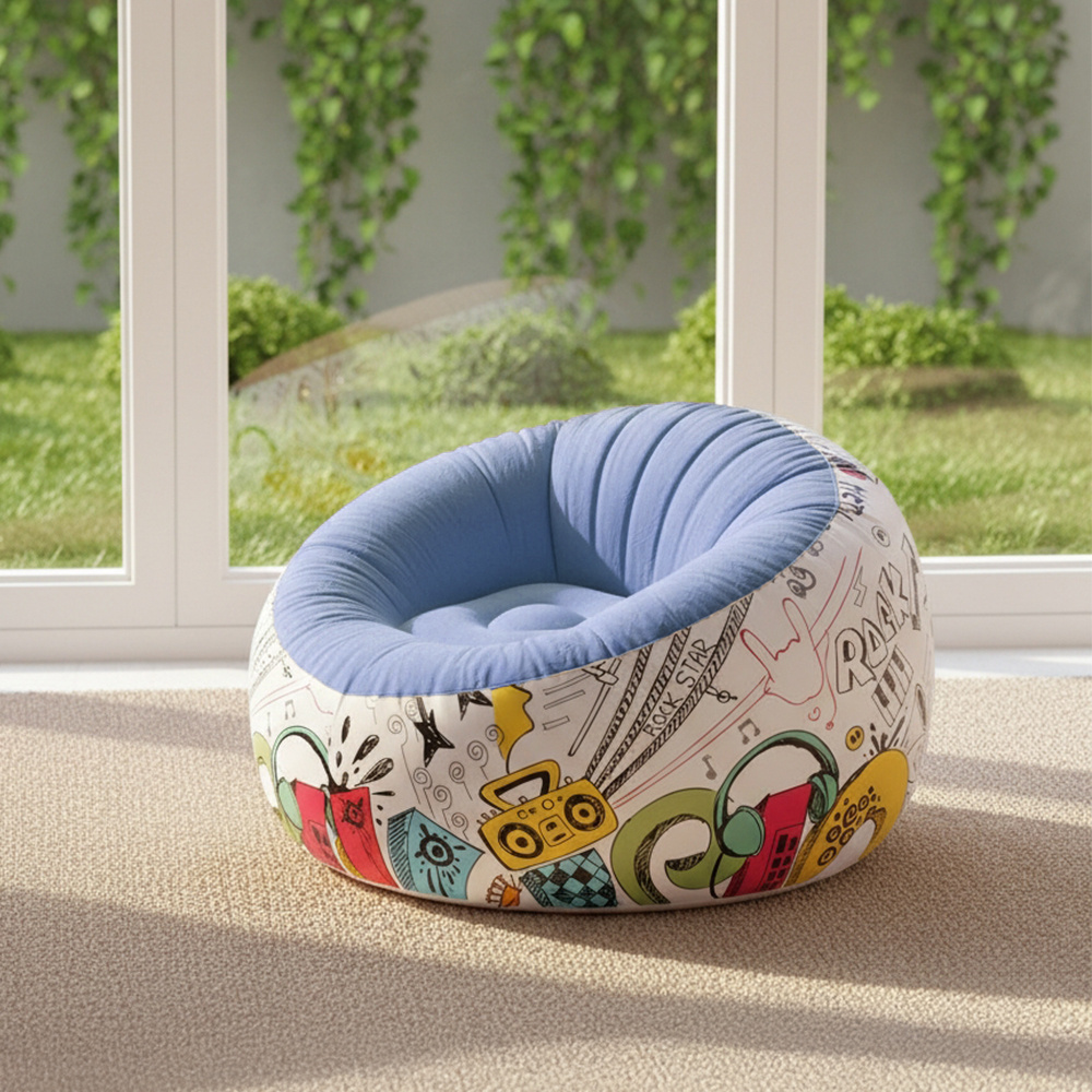 Multicoloured Inflatable Sofa with Manual Air Pump