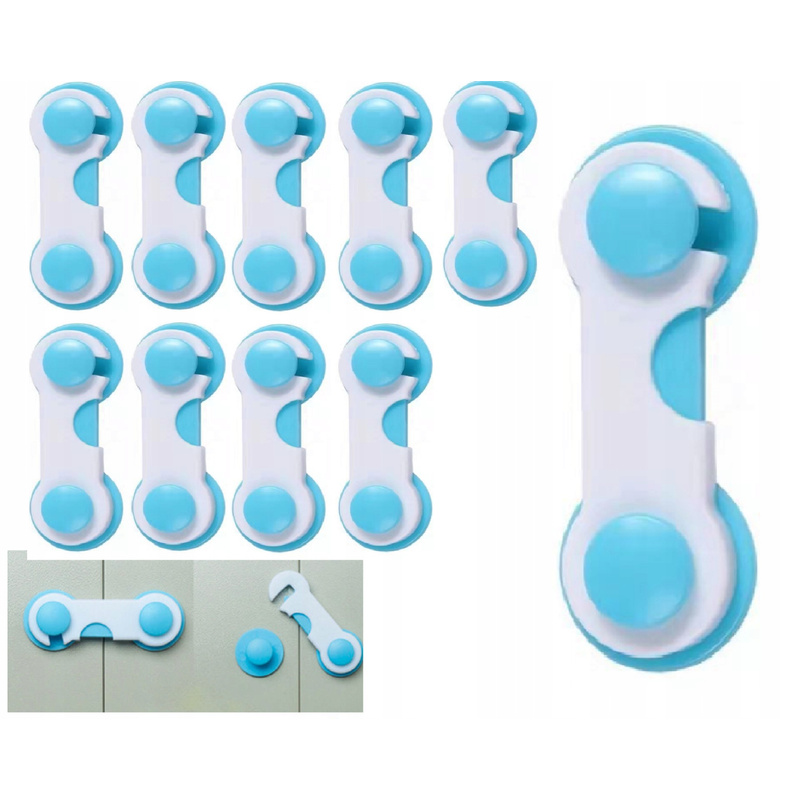 10-Komadni Sigurnosni Zaključavac za Ladice i Ormare - Bijela Plastika - Zaštita za Djecu - Jednostavna Montaža Snap Zaključavanje