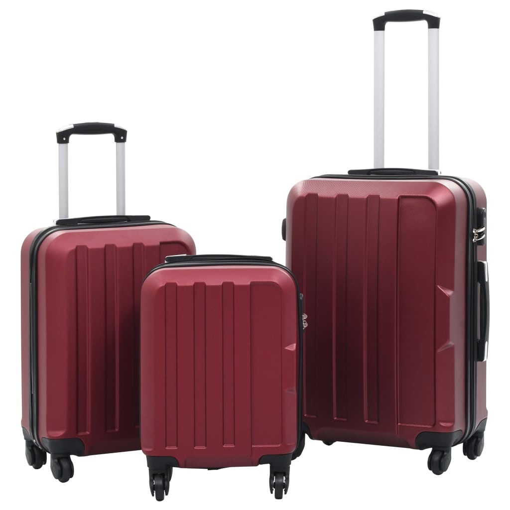 Image of Vidaxl 3-piece Luggage Set, Hardshell Suitcases, Carry-on Luggage, Travel Suitcases, Rolling Suitcases, Hardshell Trolley Set, Business Travel, Wine Red Abs, 4 Wheels