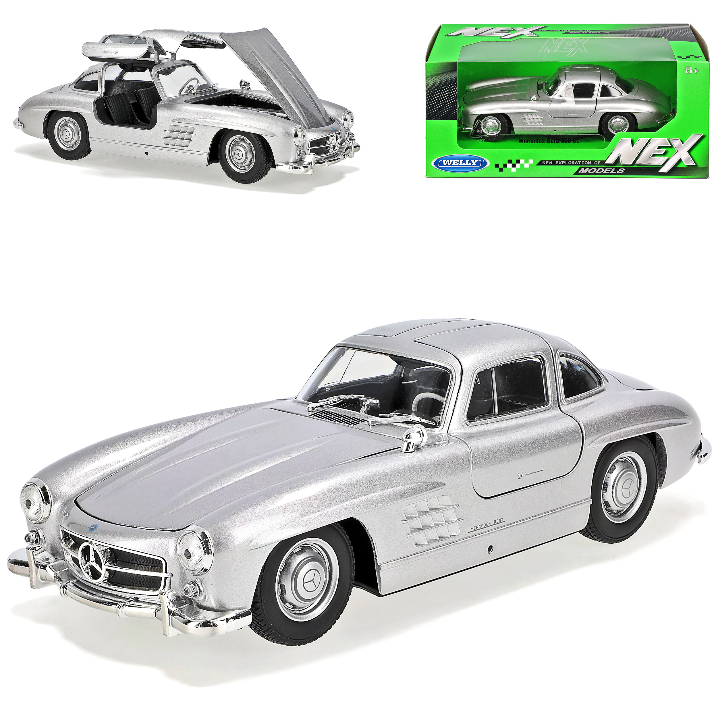 Mercedes-benz 300sl Coupe Silver W198 1954-1963 Gullwing 1/24 Welly Model Car