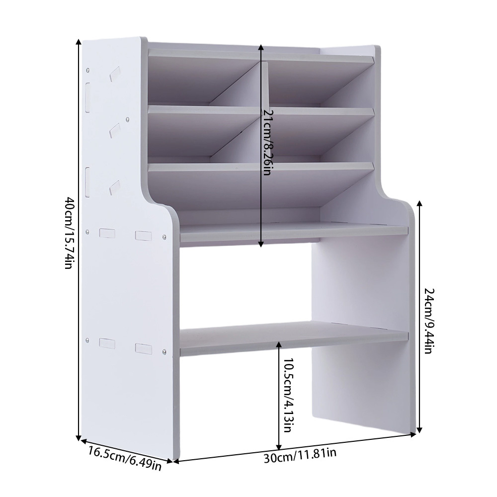 50cm Long Bookshelf Rack with Multi Storage Compartments