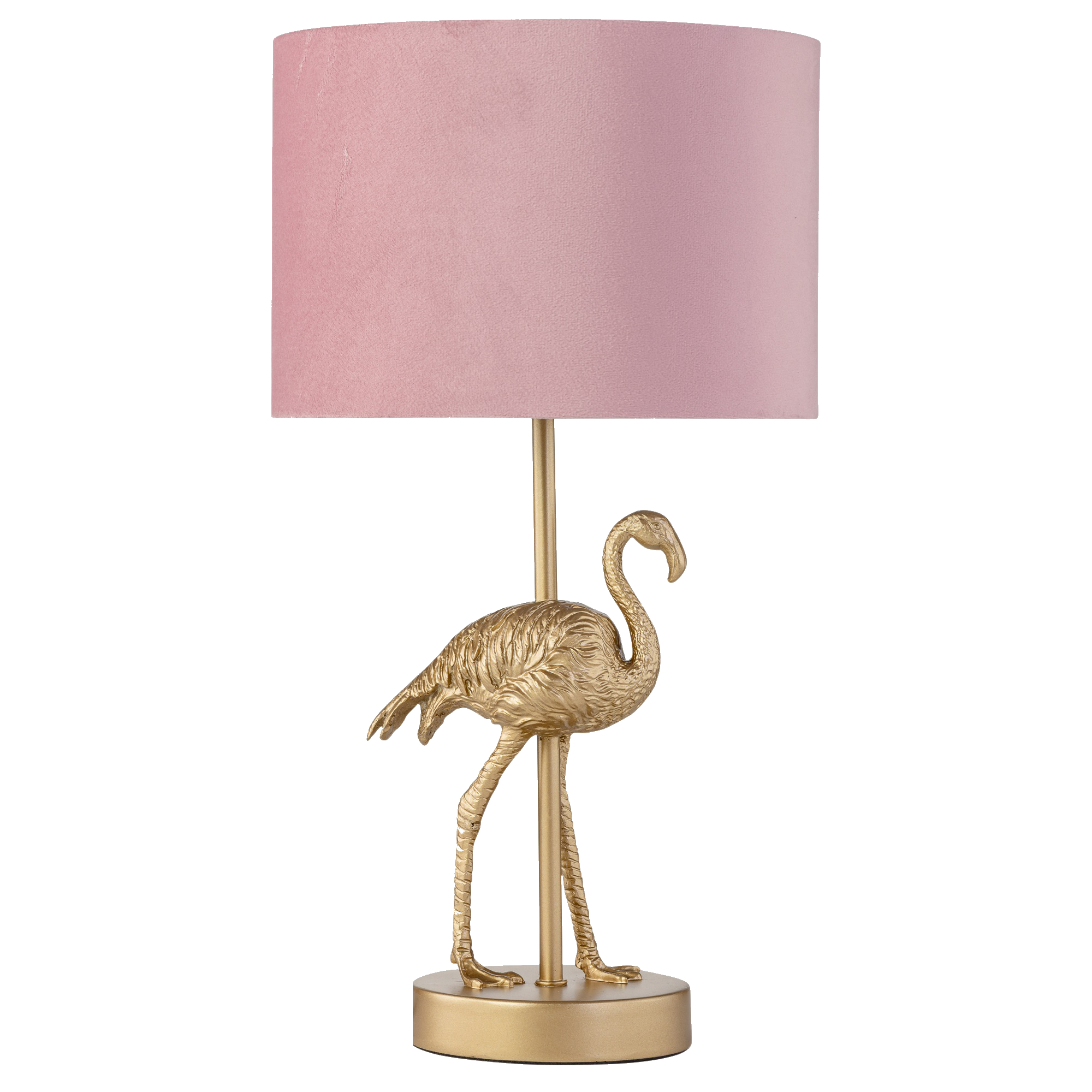 First Choice Lighting Flamingo - Gold Table Lamp with Pink Velvet Shade
