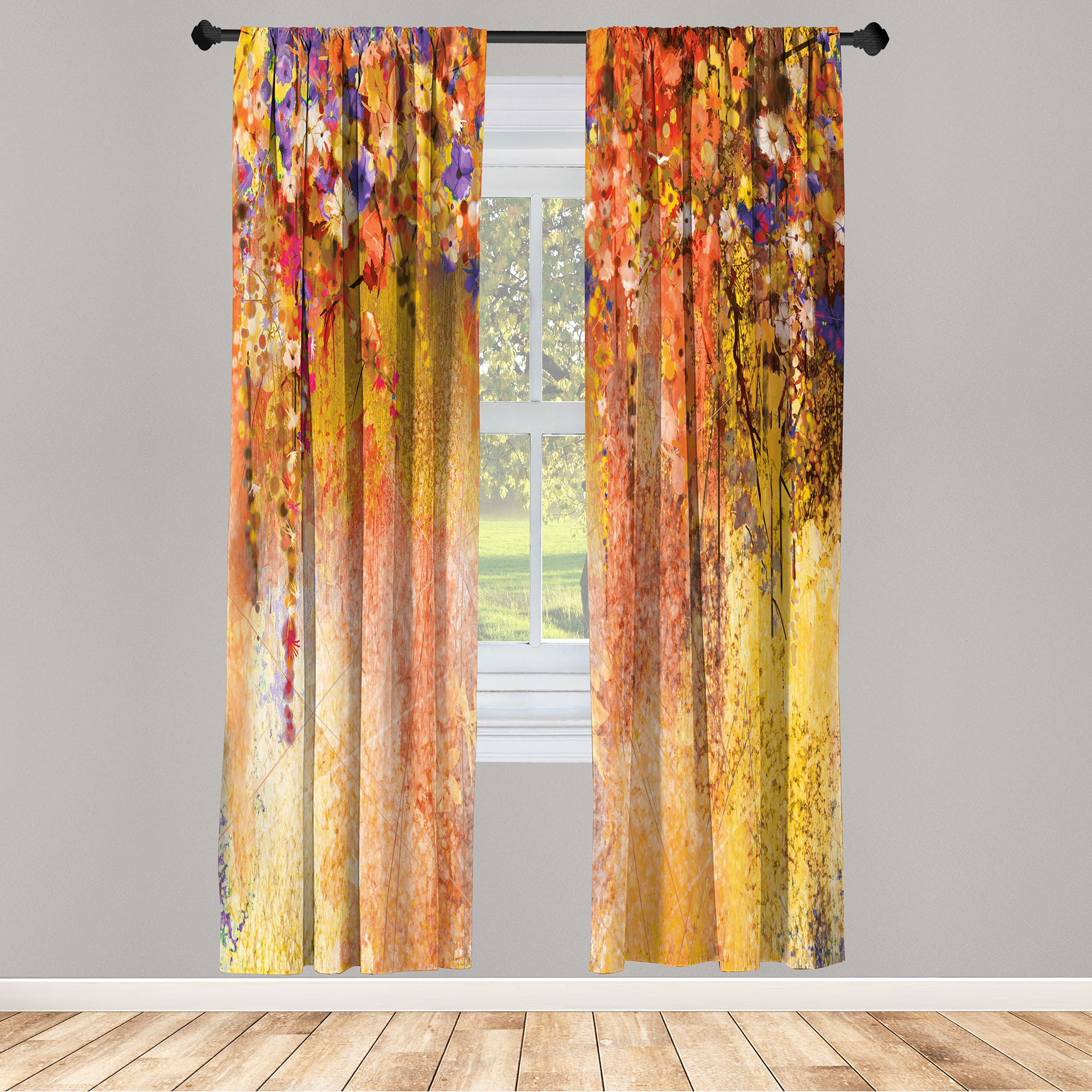 2 Panel Curtain Set With Rod Pocket For Living Room Bedroom, Lightweight & Semi-sheer, Soft Microfiber Fabric, Art Digital Printing