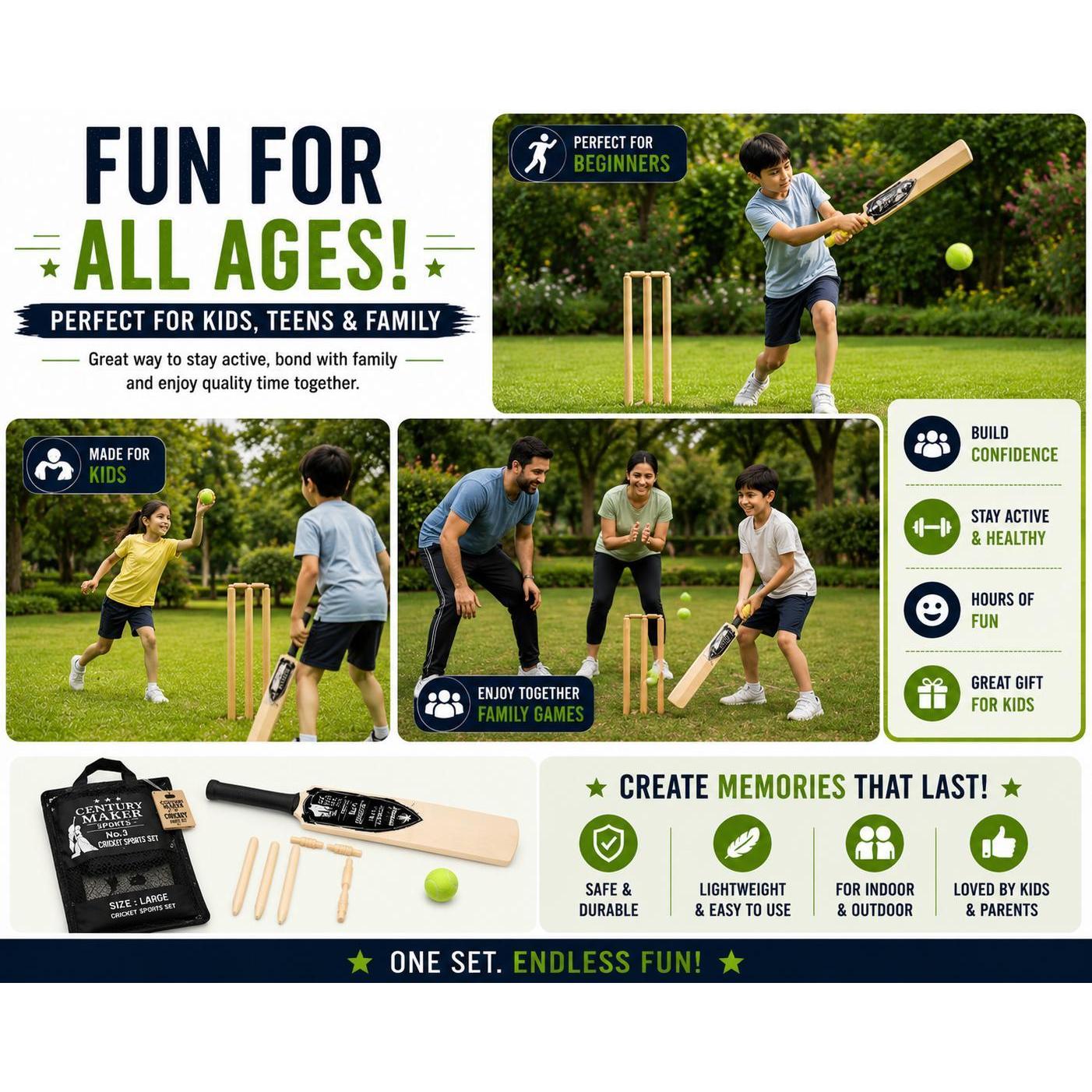 No 5 Complete Cricket Sports Set with Carry Bag