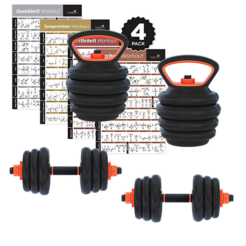 Adjustable Kettlebell And Dumbbell Set With Multifunctional Barbell For Home Gym, Vinyl Dumbbell With Non-slip Grip For Bodybuilding And Fitness Exercises, 2 X 12.5 Kg