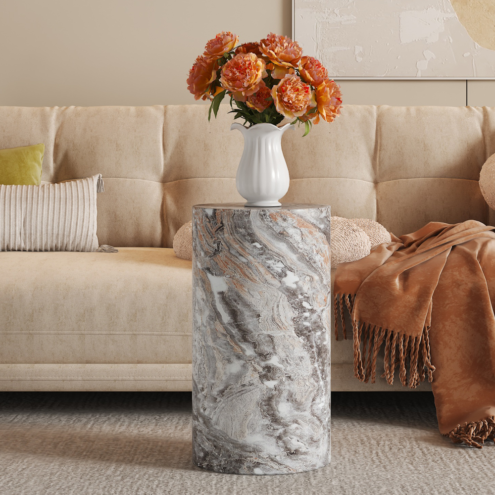 Image of Elegant Round Coffee Table Made Of Mdf With Wood Look – Modern Living Room Decoration In . Ideal As A Small Coffee Table, Side Table, Sofa Table, Or Tea Table. Dimensions: 30 Cm Diameter
