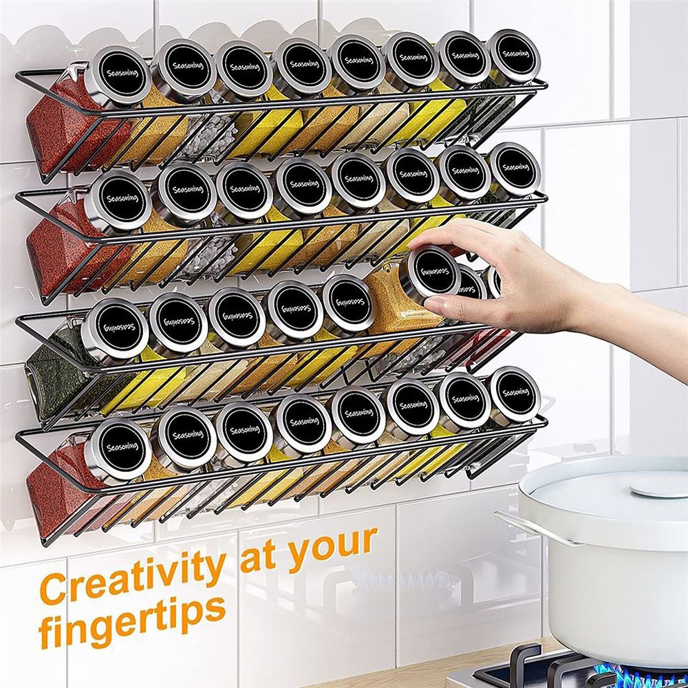 TEMU 4pcs/set Kitchen Floating Shelves, Metal Shelves Storage Racks, Home & Kitchen Products Storage Rack, Wall-mounted Spice Rack Organizer With