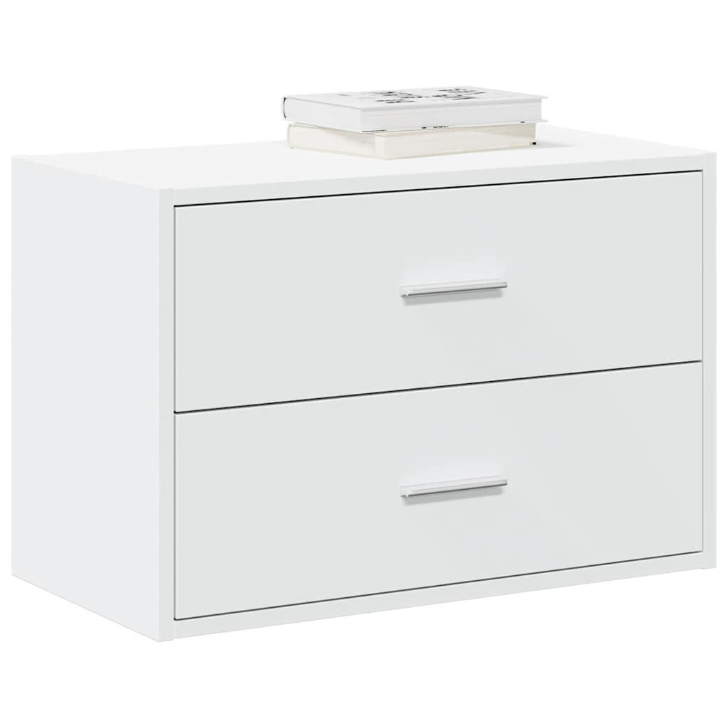 Image of Vidaxl Cabinet With 2 Drawers, White, 60x31x40 Cm, Wood Material, Storage Cabinet, Sideboard, Buffet Sideboard, Display Cabinet, Living Room Cabinet
