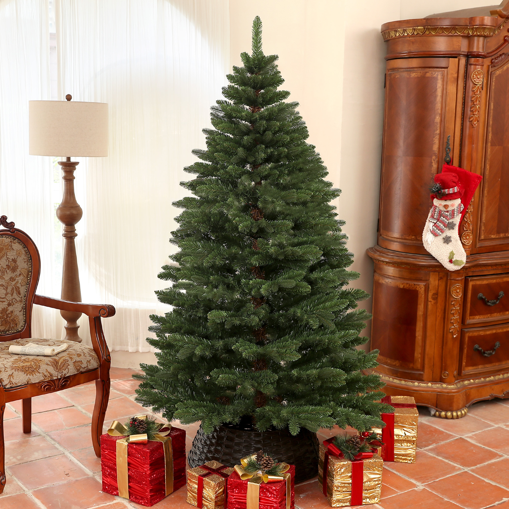 Image of Artificial Christmas Tree, 180 Cm Christmas Tree With 1050 Tips, Foldable Steel Stand, Flame Retardant, For Christmas Decoration, Indoor, Green