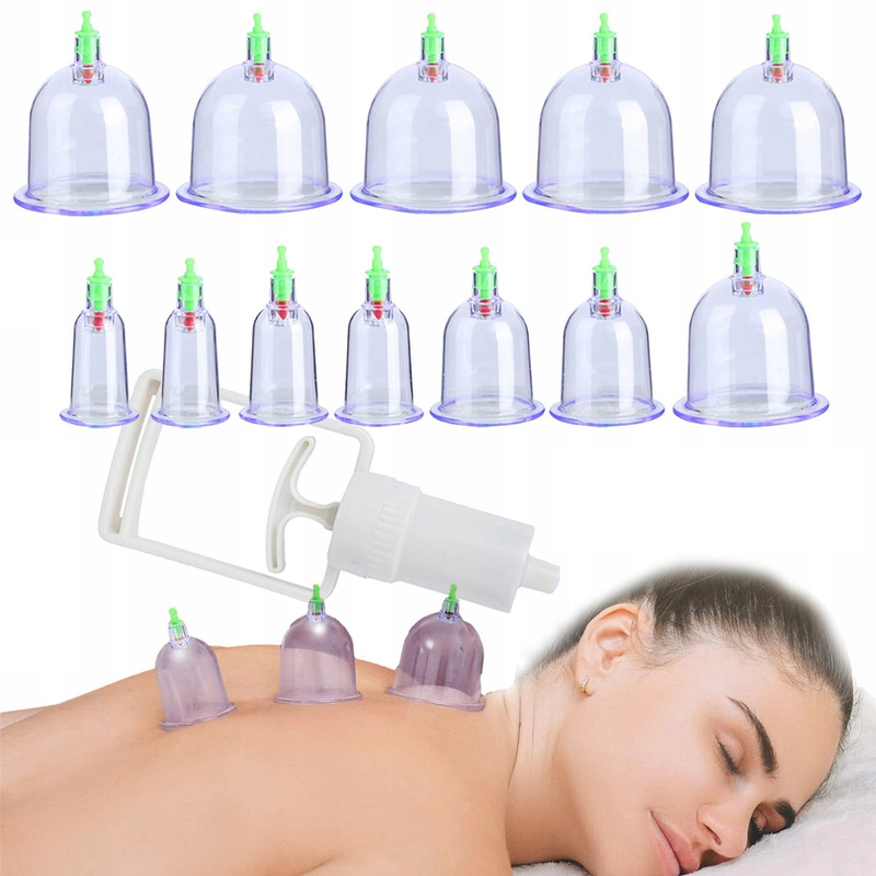 E-shop Chinesisches Vakuum-Cellulite-Blasen-Set, 12-teilig, mit Pumpe