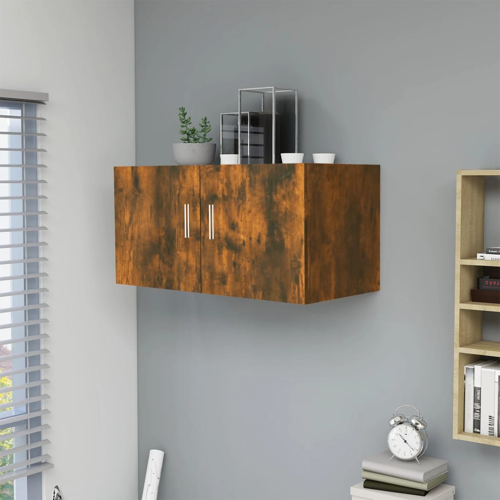 Image of Vidaxl Wall Cabinet Smoked Oak 80x39x40 Cm Wood Material