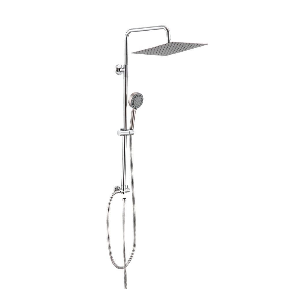 Chrome Finish Bathroom Shower System with Square Rain Shower Set