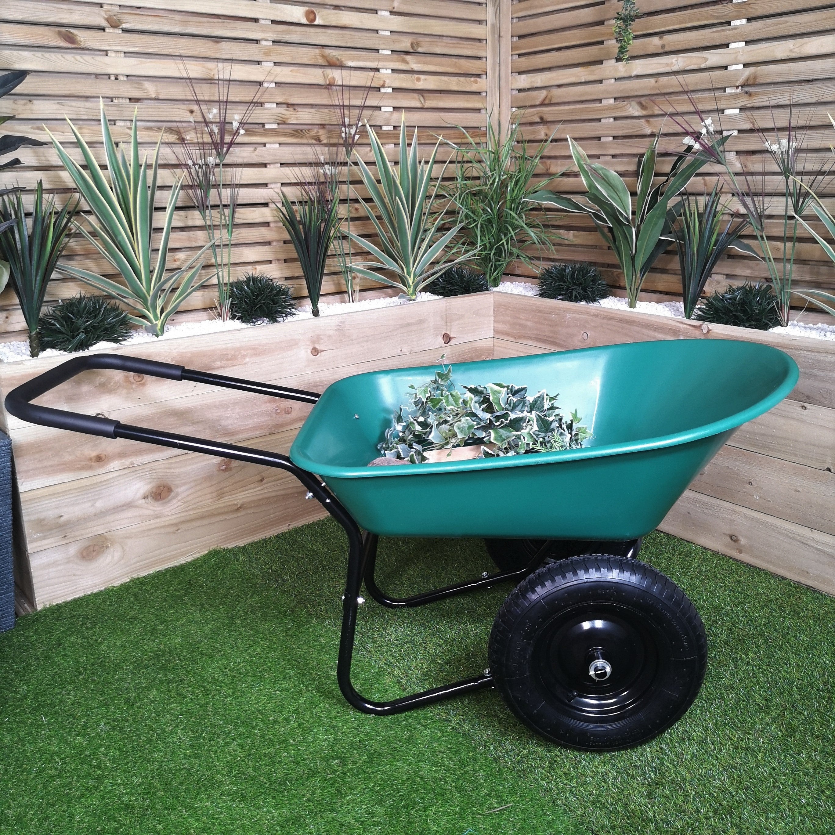TEMU Heavy Duty 2 Wheel Outdoor Pneumatic Plastic Garden Wheelbarrow