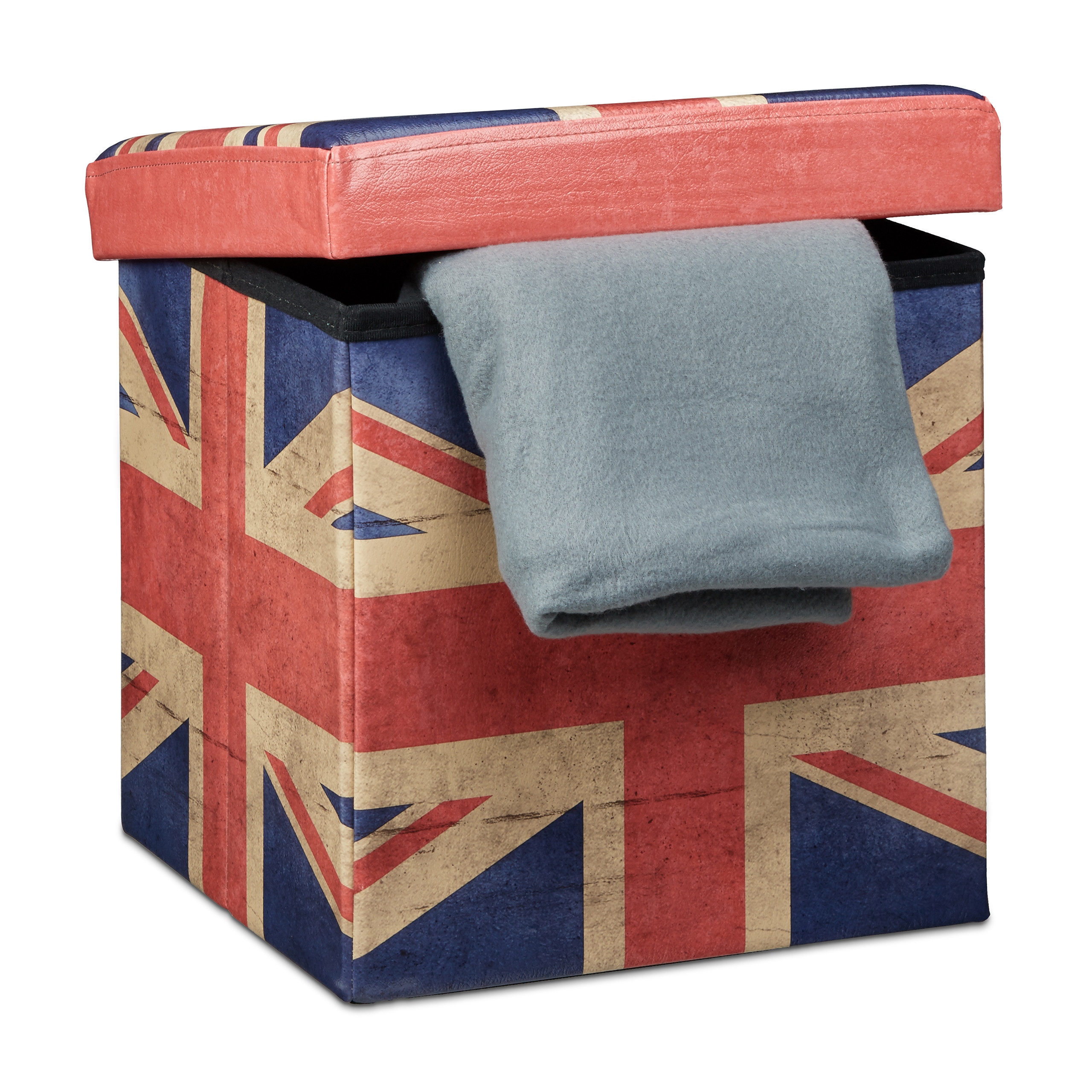 Stool In Red/blue - (w)38 X (h)38 X (d)38 Cm