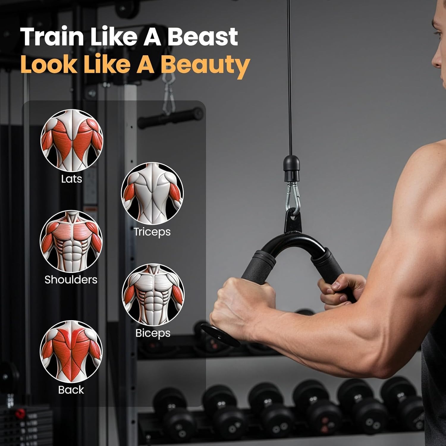 4pcs LAT Pull Attachments Set for Strength Training & Home Gym Workouts