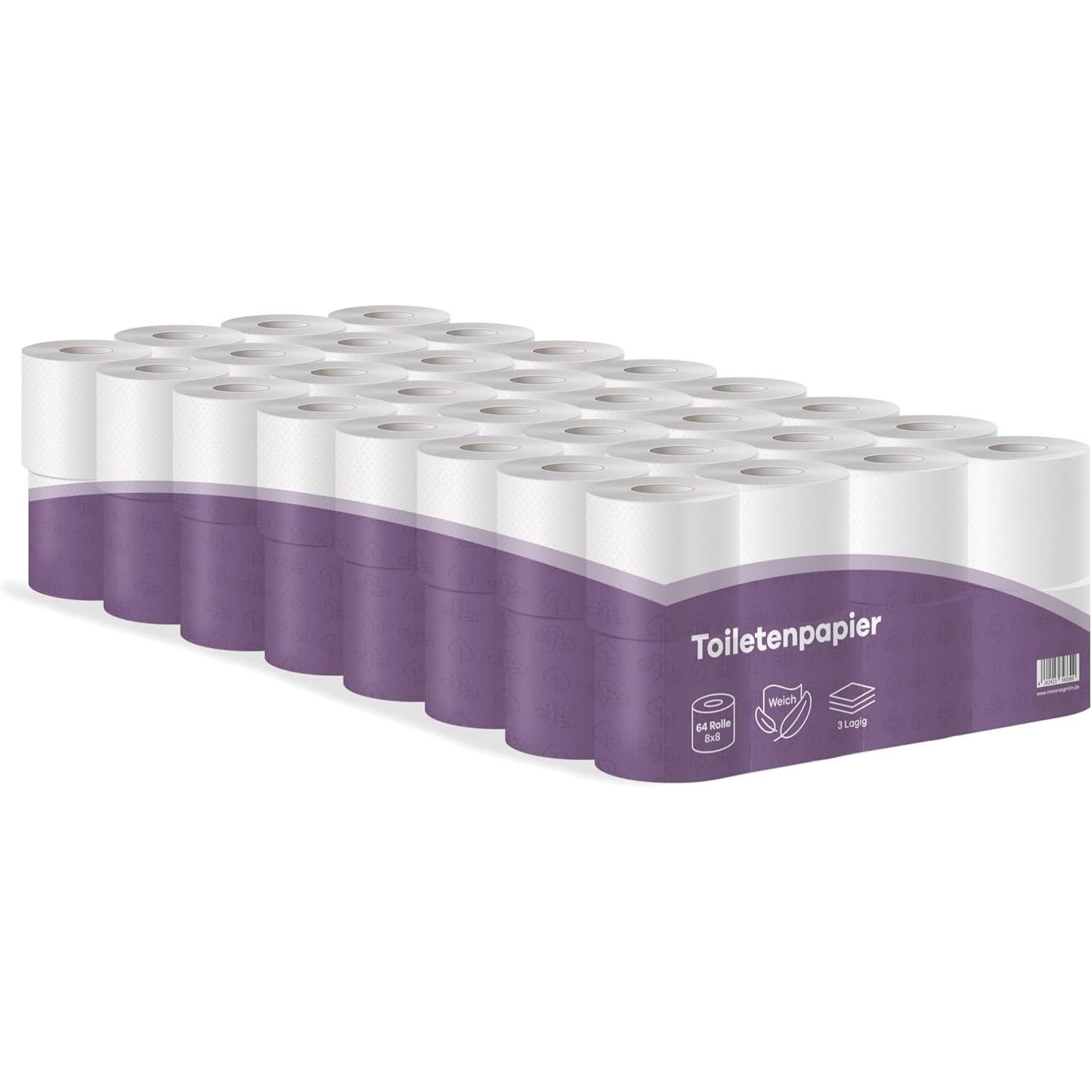 Image of 3-layer Toilet Paper 128/64 Rolls, Soft & Strong, 100% Cellulose, 150 Sheets/roll, Toilet Paper Bulk Pack