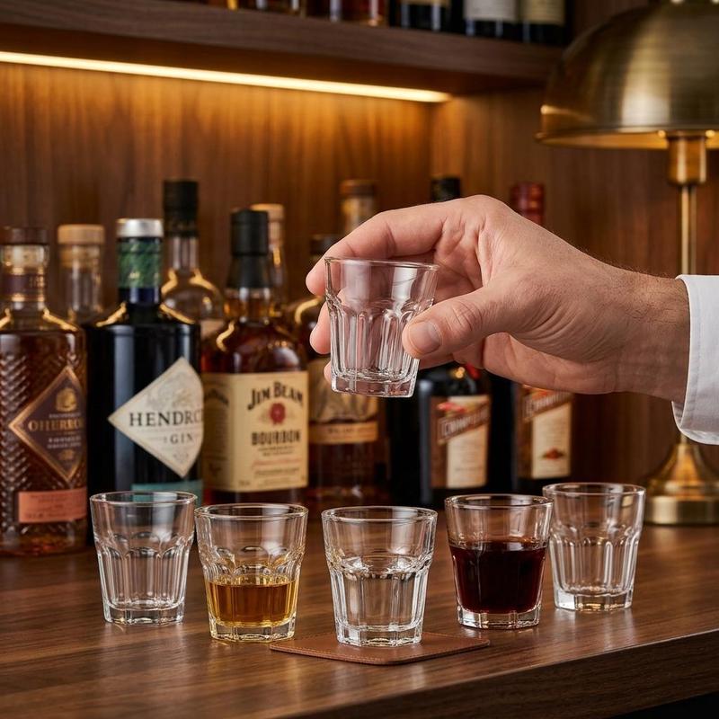 TEMU Shot Glass Set Of 6 Clear Glass 4.5cl Capacity 6 X 5 Cm Durable Small Tumblers For Home Bar Use Drinkware Sturdy For Spirits Liqueurs And Shots
