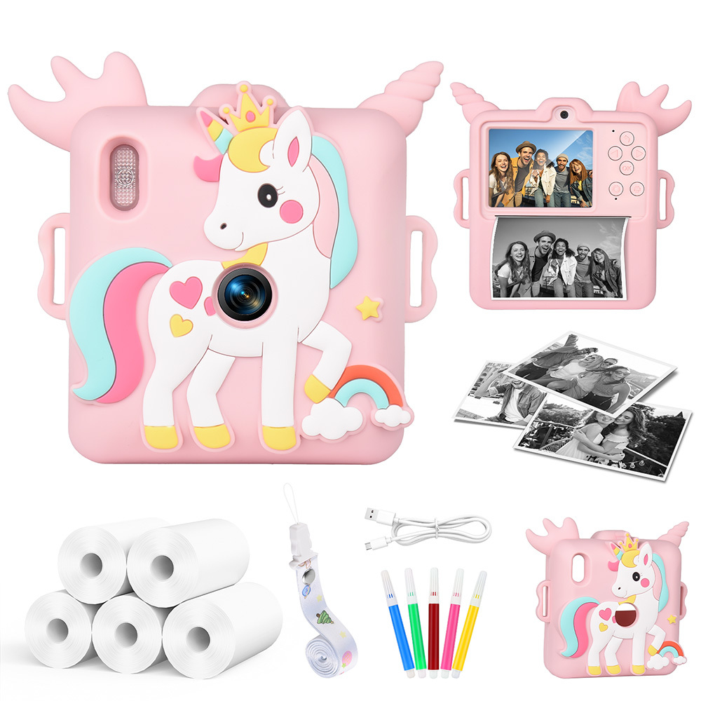 Image of Kids Instant Camera, Thermal Printer, Dual Camera 1080p Video, 2.4'' Ips Screen Toy, Built-in Games & Music, 16x Zoom, Creative Diy Graffiti, Must-have Digital Camera As Christmas Gift
