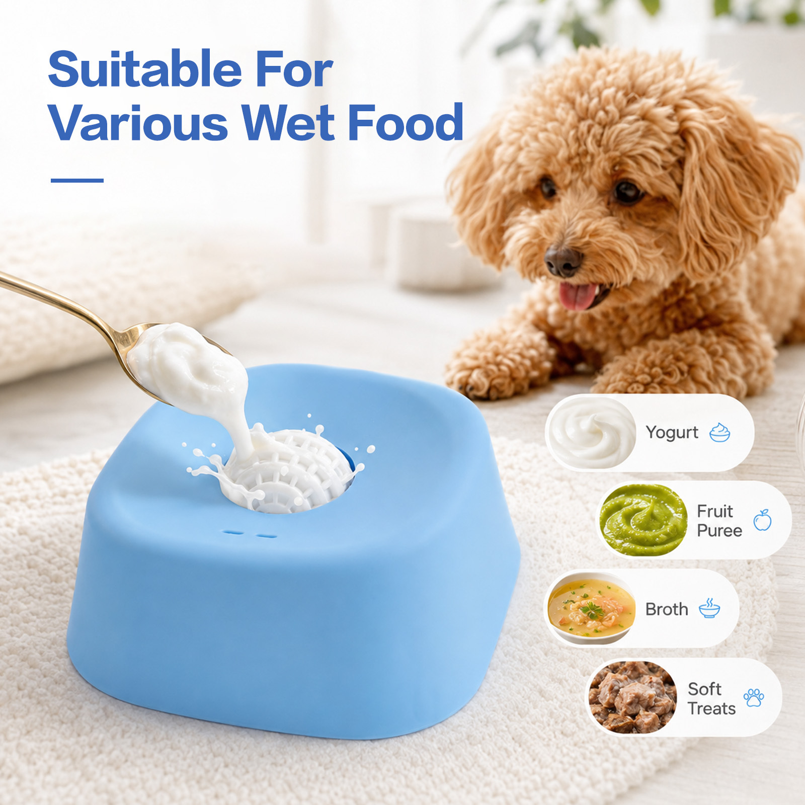 Dog Licking Bowl with Ball for Liquid Treats, Non-Spill Design