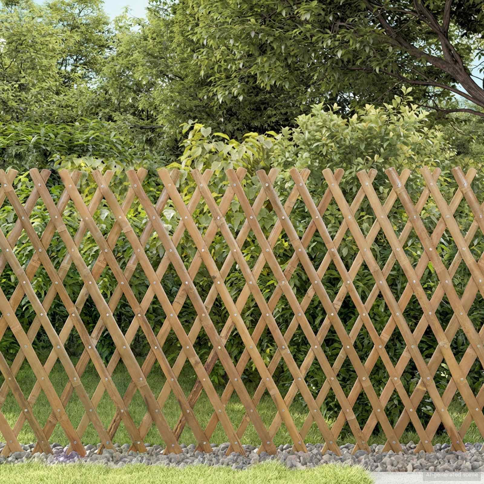 Expandable Trellis Fence, 2-pack, 100 X 105 Cm, Light Brown Bamboo, Adjustable Trellis, Rectangular Modern Fence Panels, For Garden And Terrace, Privacy Screen And Decoration