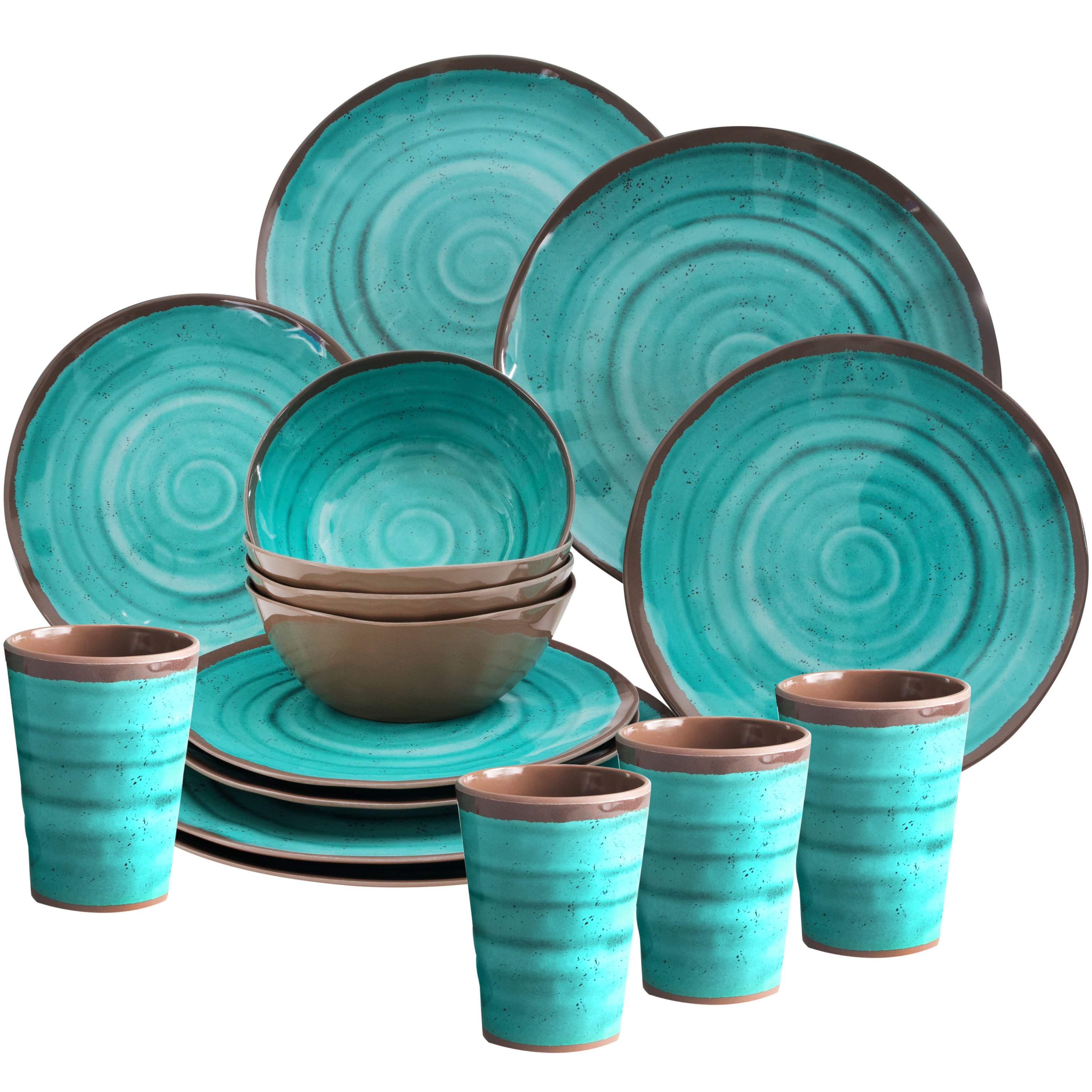 Melamine Dish Set Camping Dish Set 16pcs Camping Tableware Outdoor Dining Set Combination Service Modern Melamine Dishware Picnic Dishware Stoneware Optics