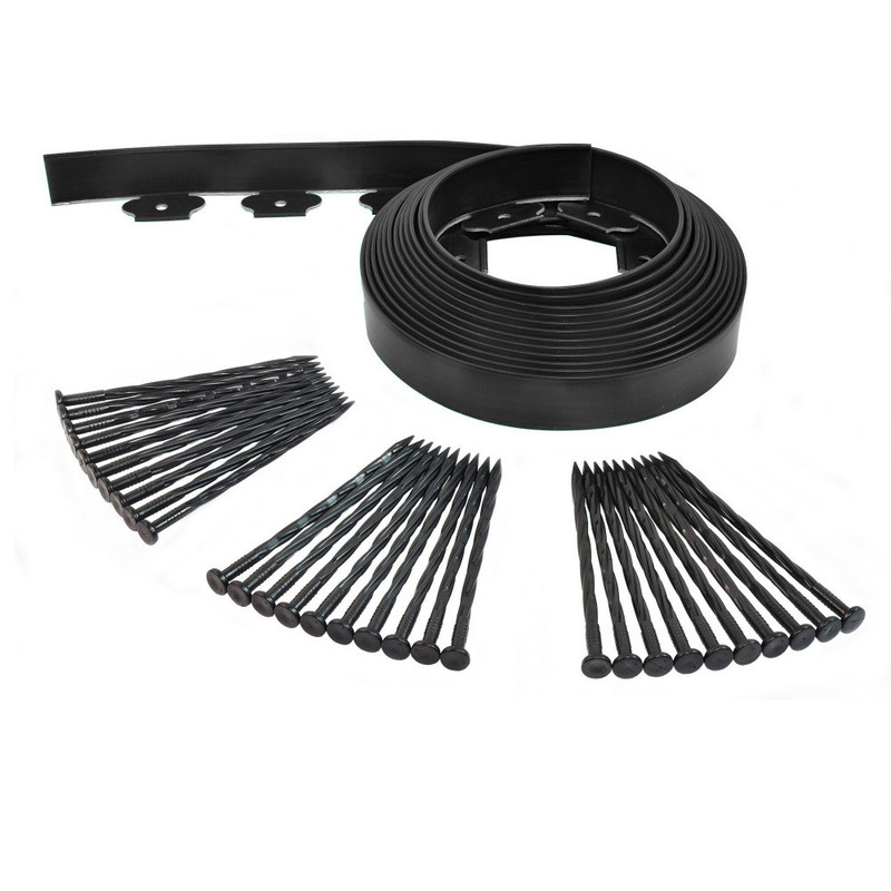 TEMU Bordurette de jardin flexible 10M - Hauteur 5 CM + 30 piquets Noir - Bordure de Gazon Pelouse - Utilisation Facile