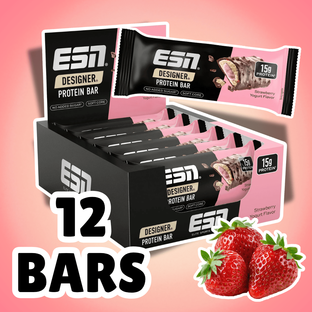 12×esn Designer Protein Bar Strawberry Yogurt 45g – Protein Bar With Strawberry Yogurt Filling (540g)